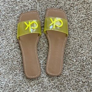 Calvin Klein Rebecca Flat Yellow Slides Size 7 Color Yellow